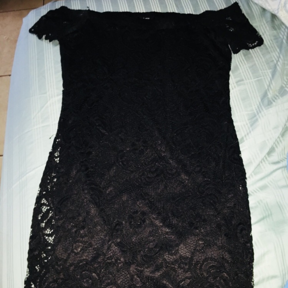 Black , laced and off shoulder dress